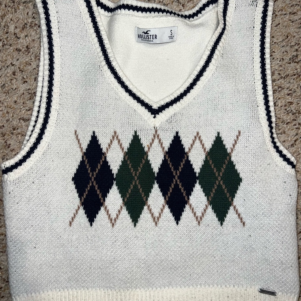 SOLD White, green, and black vest